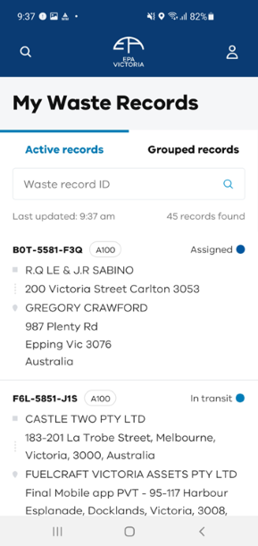 Find waste record