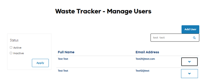 manage users screen