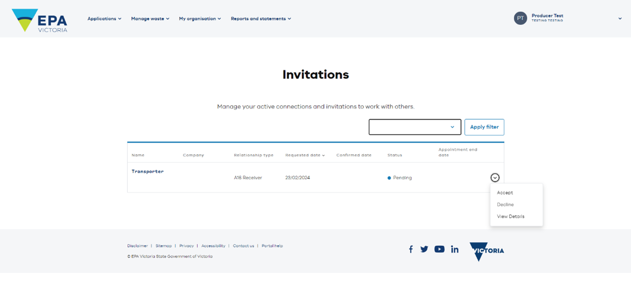 Accept invitation