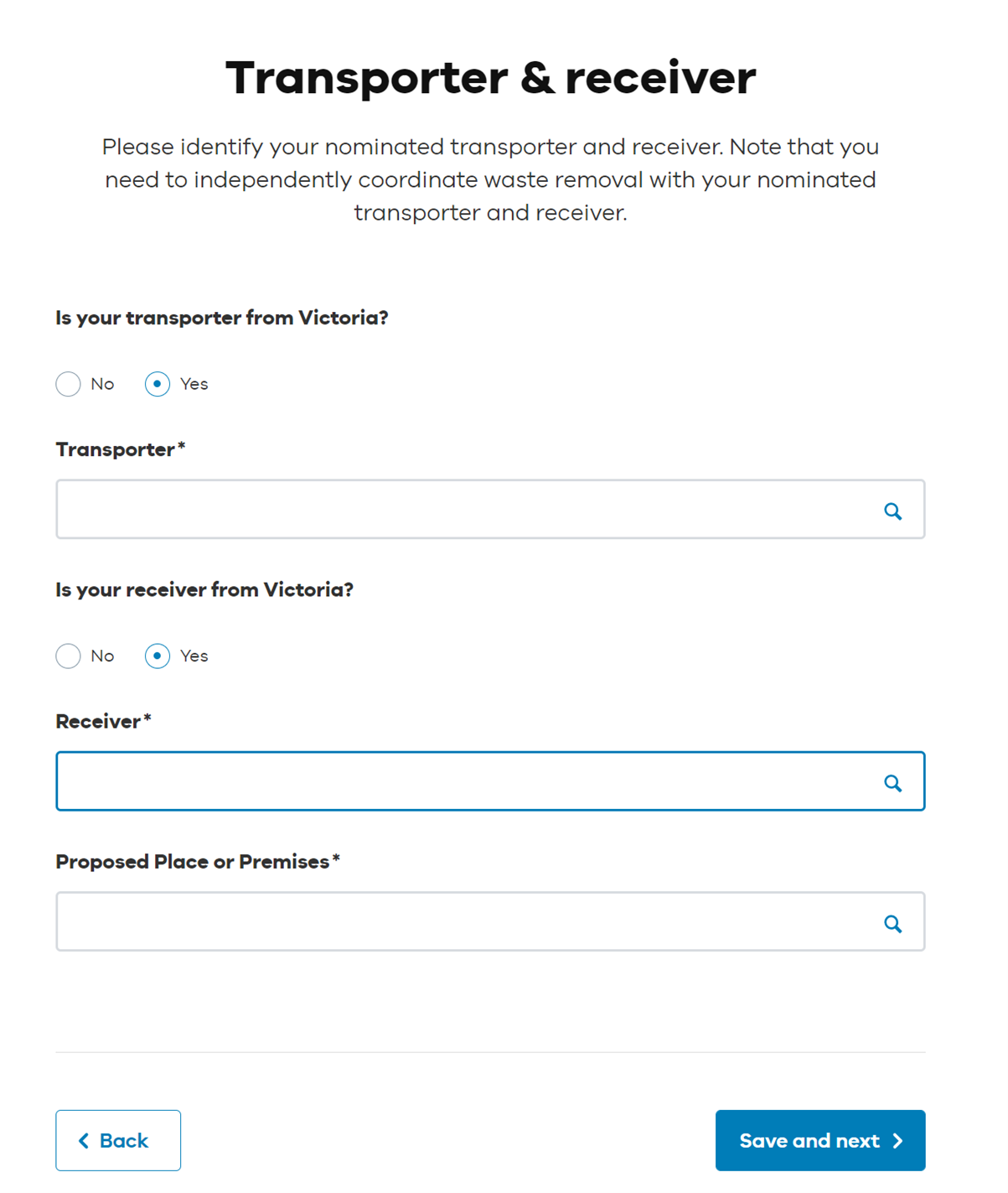 Transporter and receiver details