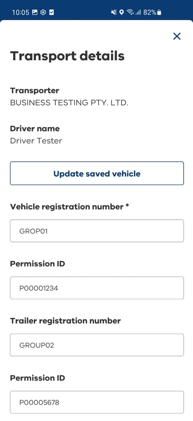 Transport details
