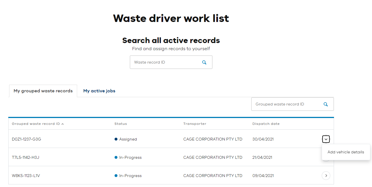Add vehicle details