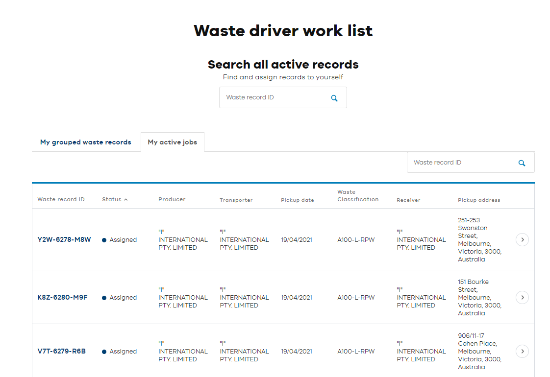 Find waste record