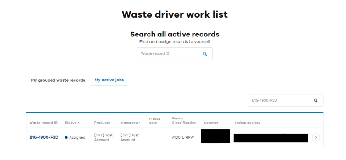 Active records for waste driver 