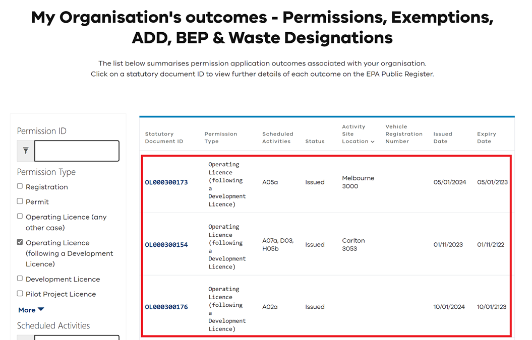 View permission outcomes