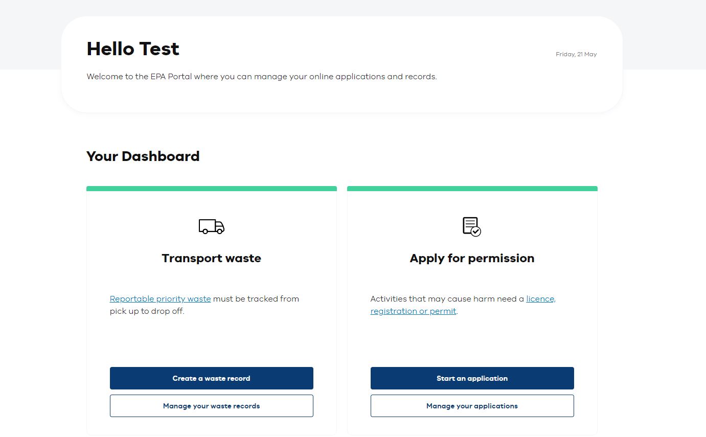 EPA waste tracker log in